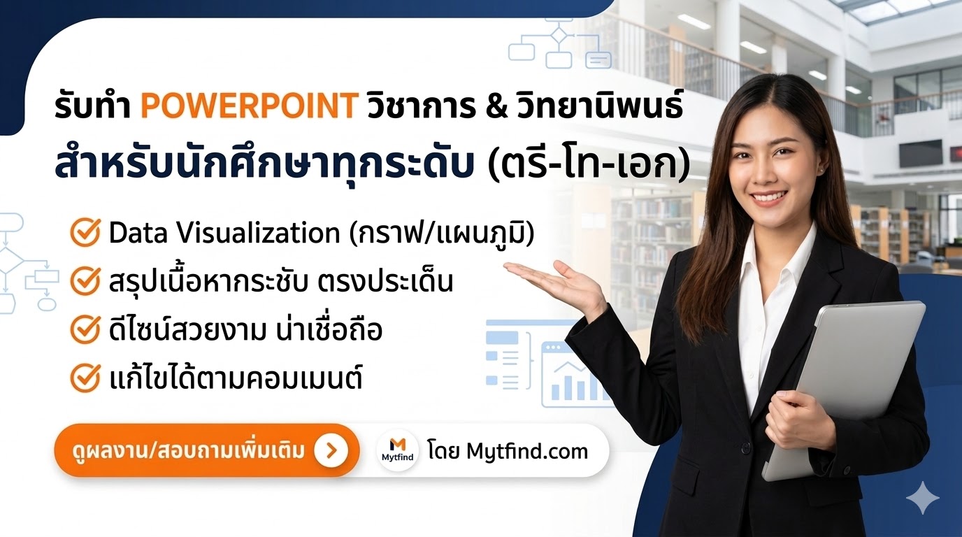 ยกระดับงานวิจัยด้วยสไลด์ระดับมืออาชีพ รับทำ PowerPoint วิชาการและวิทยานิพนธ์
