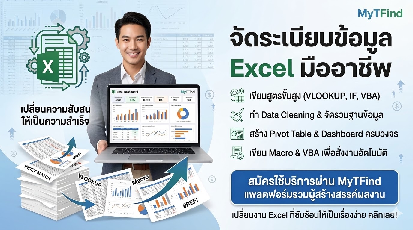 จัดระเบียบข้อมูลด้วย Excel มืออาชีพ แก้ไขสูตรคำนวณและจัดทำ Dashboard ครบวงจร