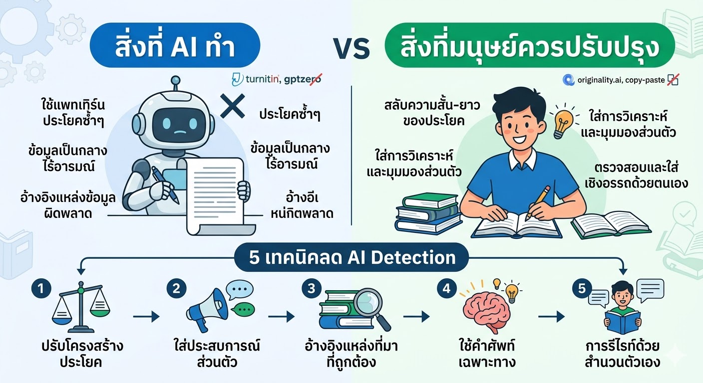 รวม 5 เทคนิคปรับงานวิชาการให้ผ่าน AI Detection