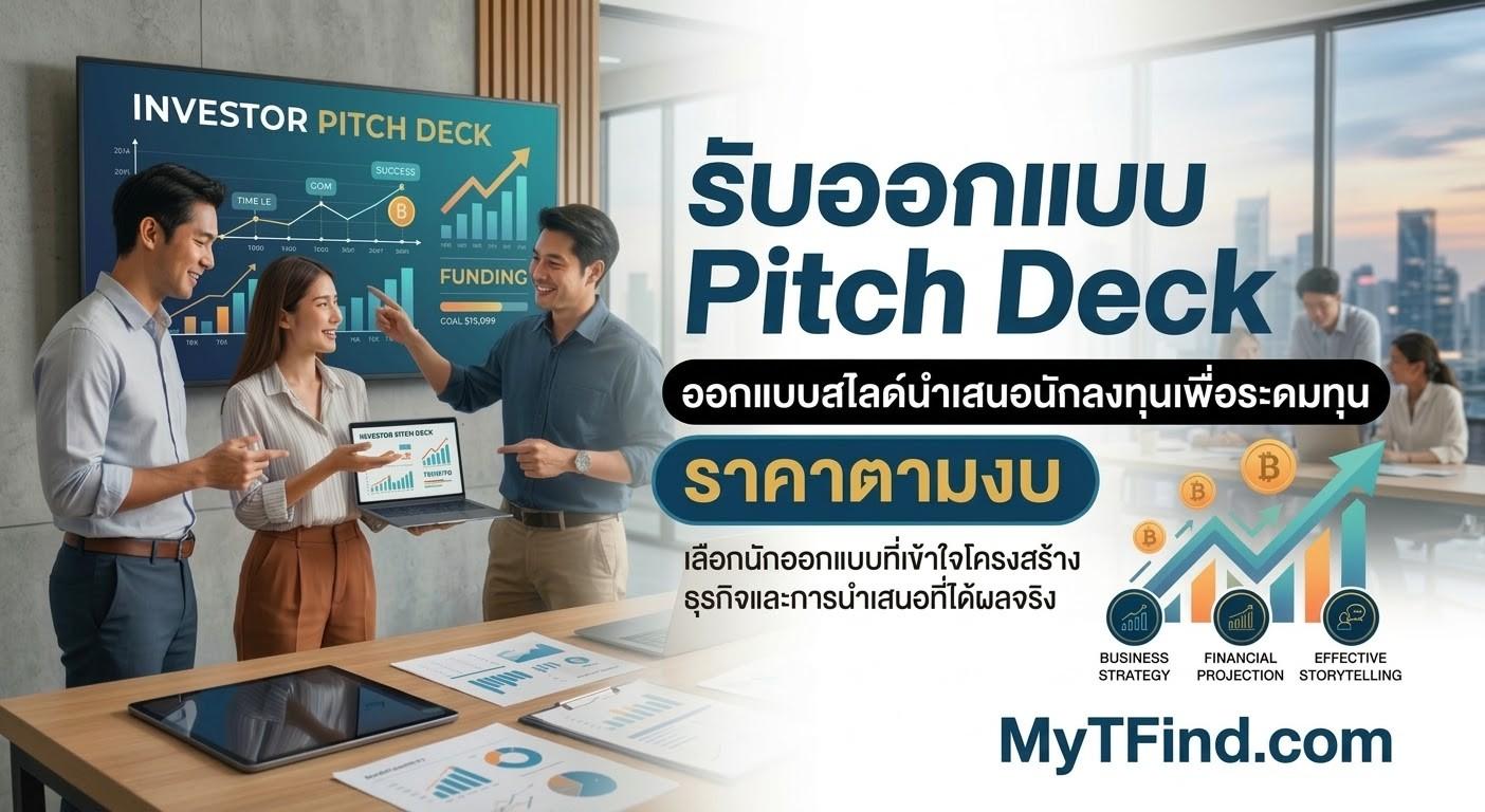 รับออกแบบ Pitch Deck ออกแบบสไลด์นำเสนอนักลงทุนเพื่อระดมทุน ราคาตามงบ