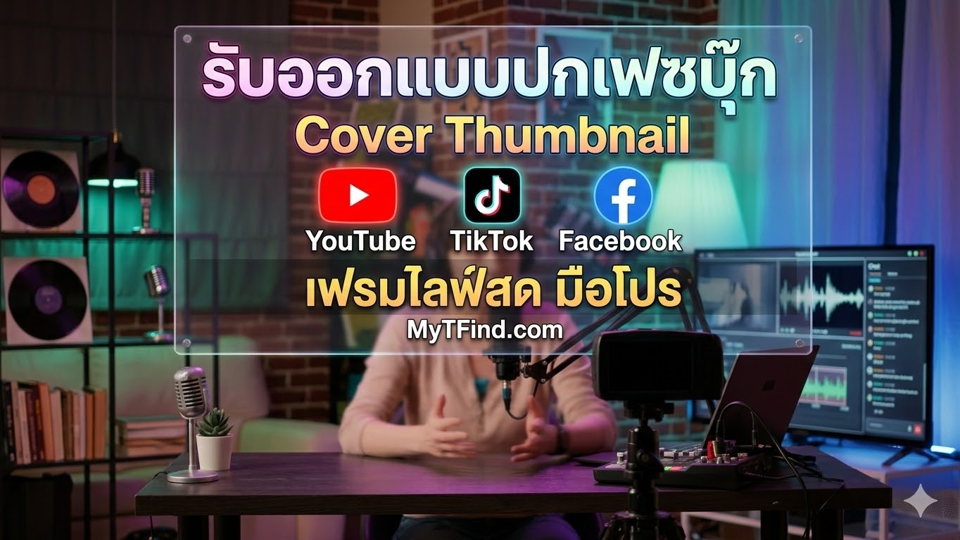 รับออกแบบปกเฟซบุ๊ก Cover Thumbnail YouTube TikTok เฟรมไลฟ์สด มือโปร