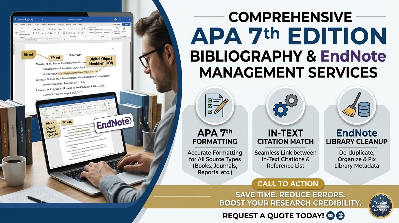 รับจัดทำบรรณานุกรม APA 7th Edition และจัดการระบบ EndNote ครบวงจร